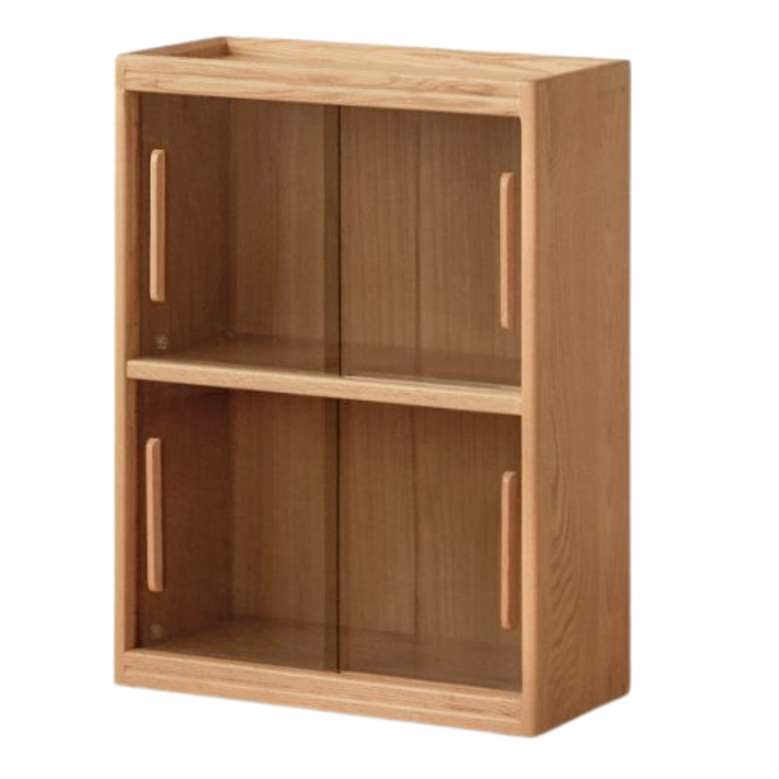 Oak Solid Wood Modern Minimalist Low Bookcase and Storage Cabinet