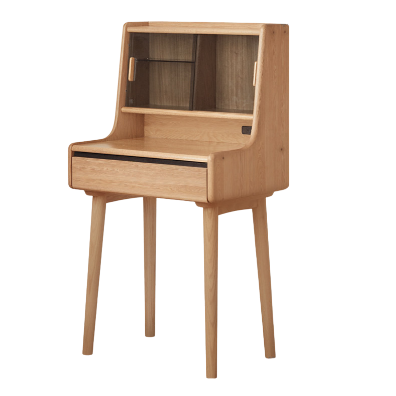 Oak, Ash Solid Wood Vanity Table Shelf Integrated.