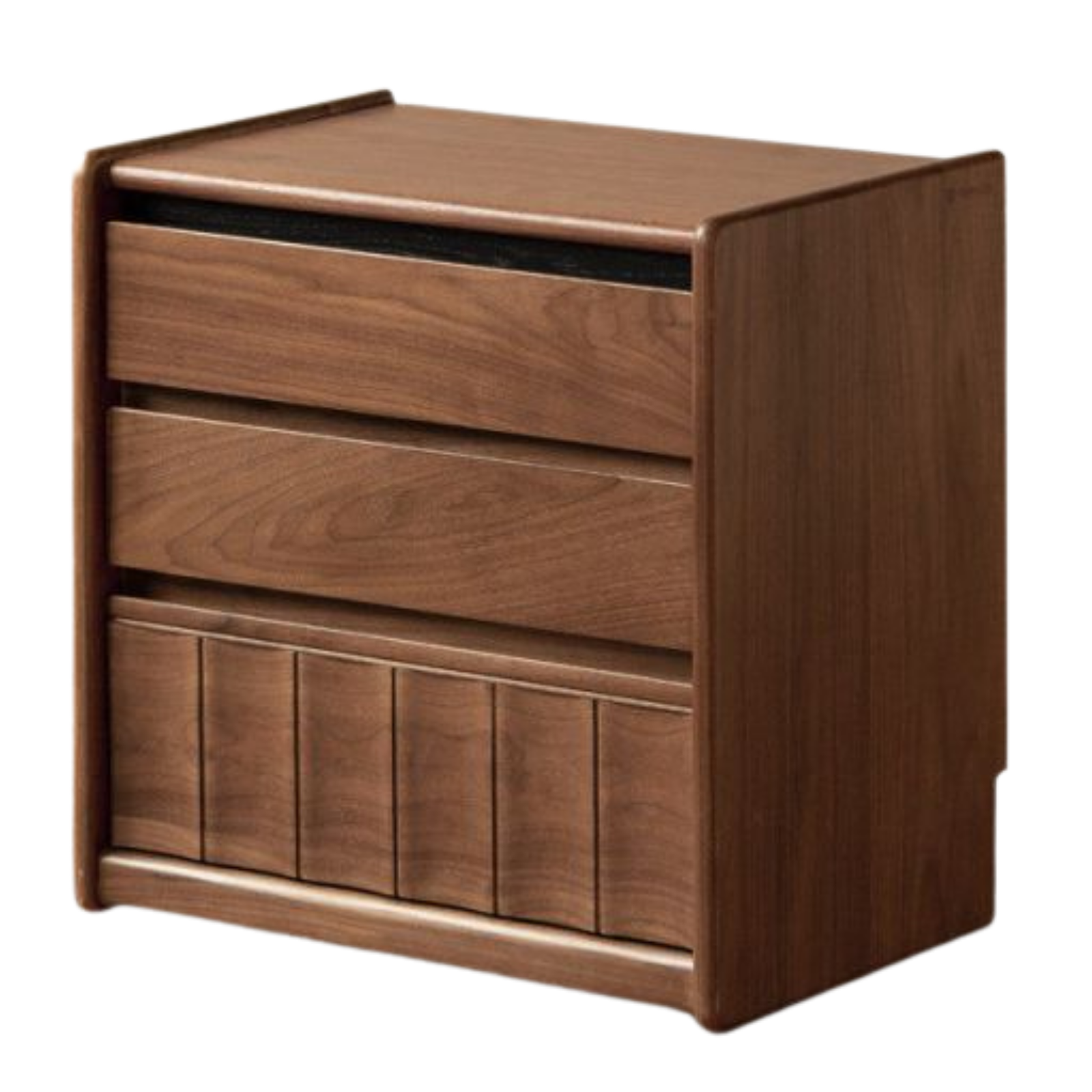 Black Walnut Solid Wood Nightstand Italian Style with Wheels