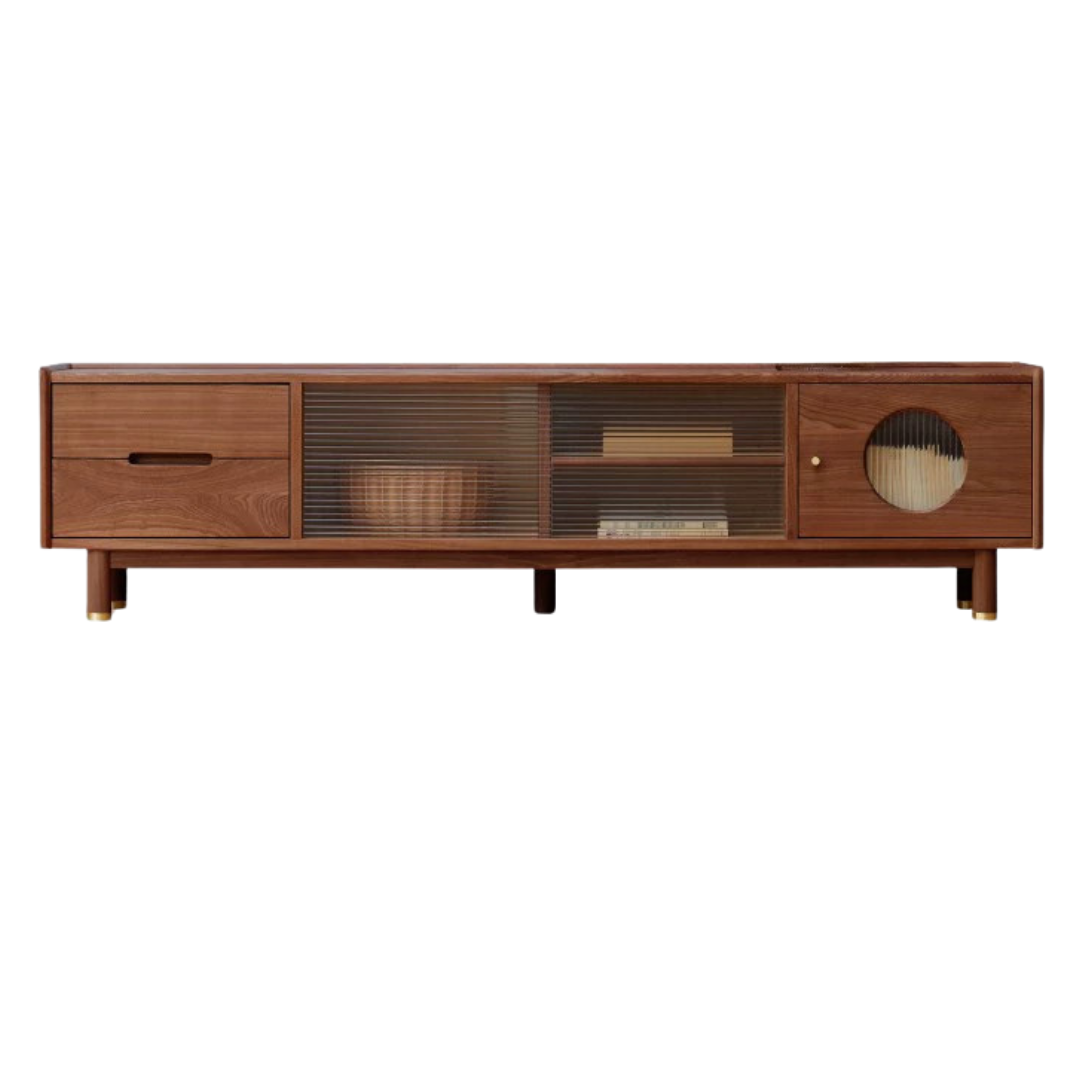 Ash solid wood floor TV cabinet-