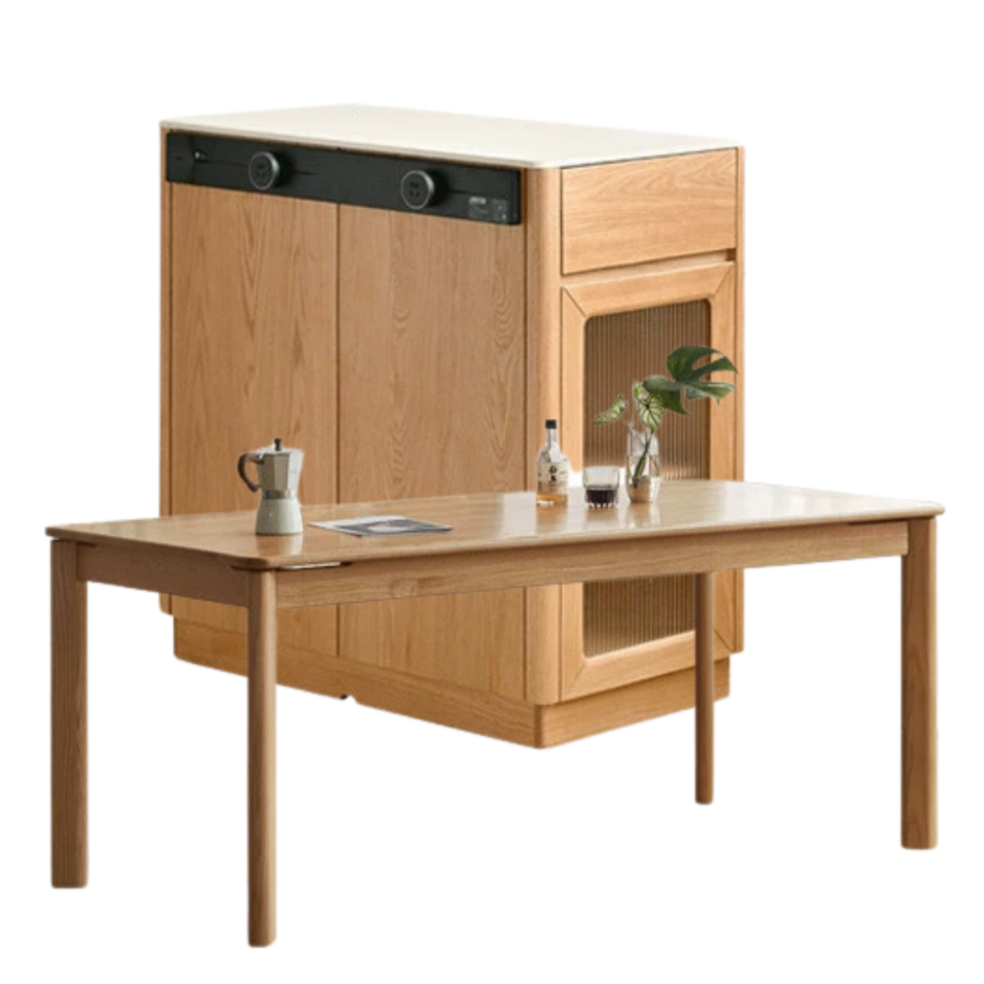 Oak, Beech Solid Wood Modern Rock Plate Island Table