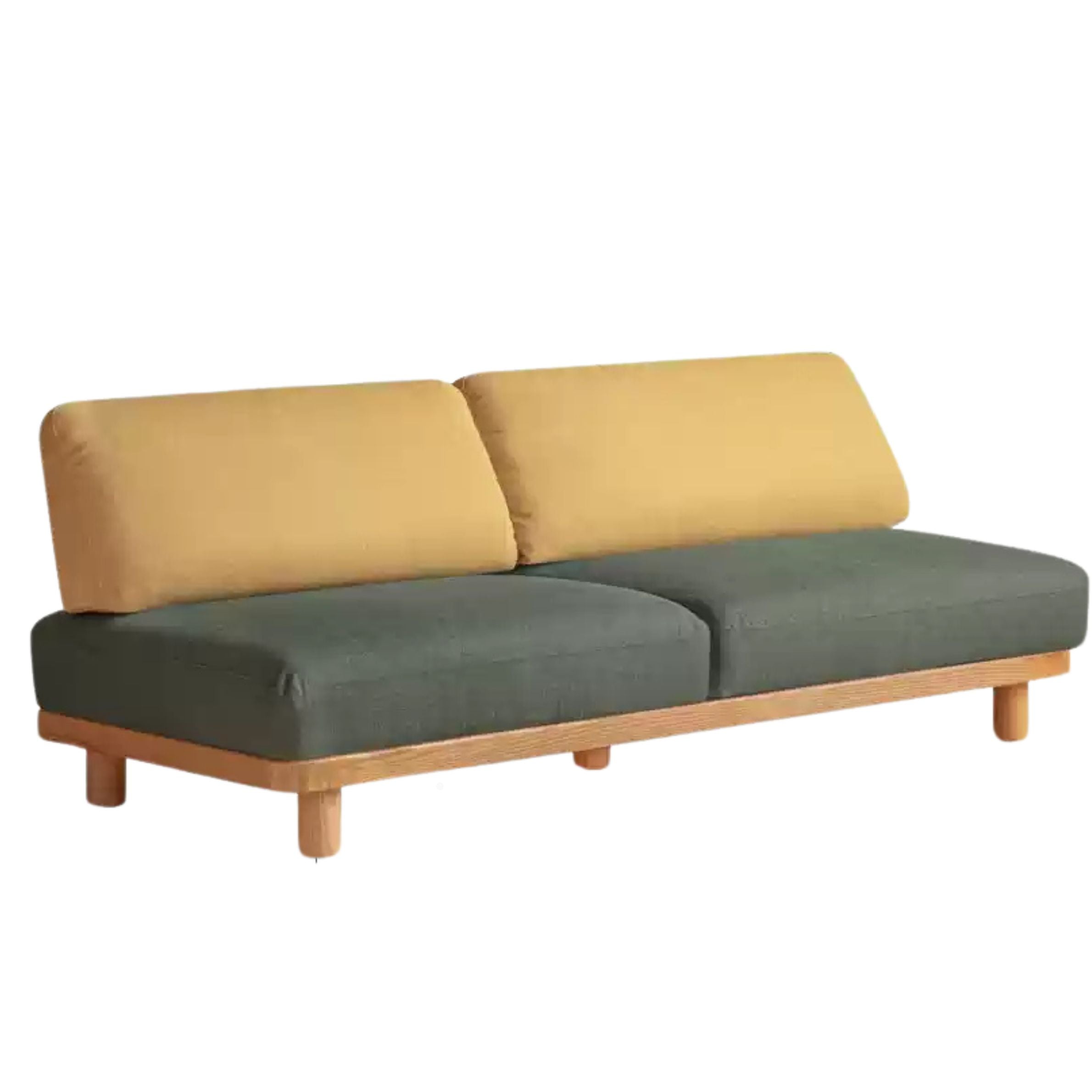 Oak Solid Wood Sofa Imitation Cotton and Linen