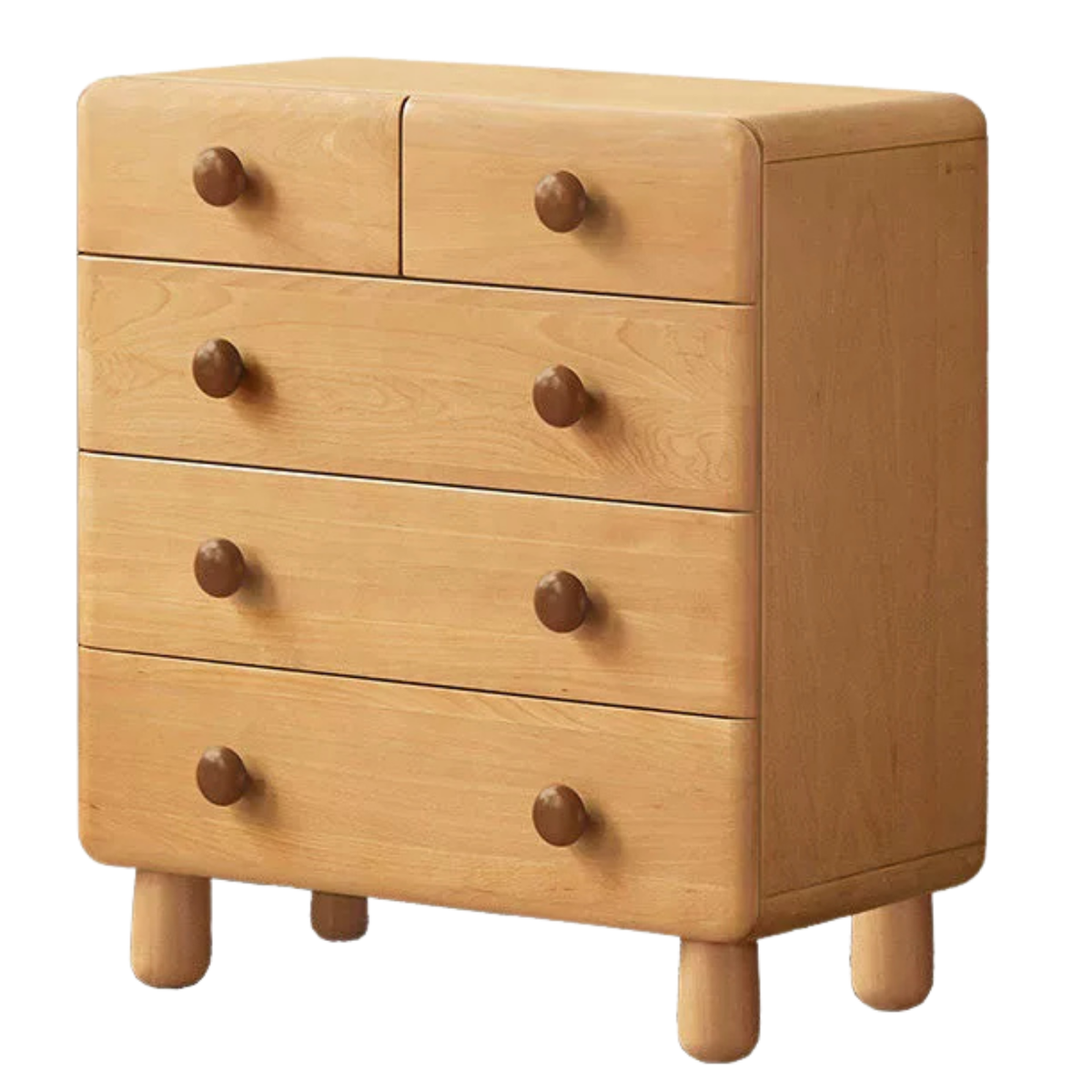 Beech Solid Wood, Solid Rubberwood Kids Combo Dresser with Round Wood Knobs