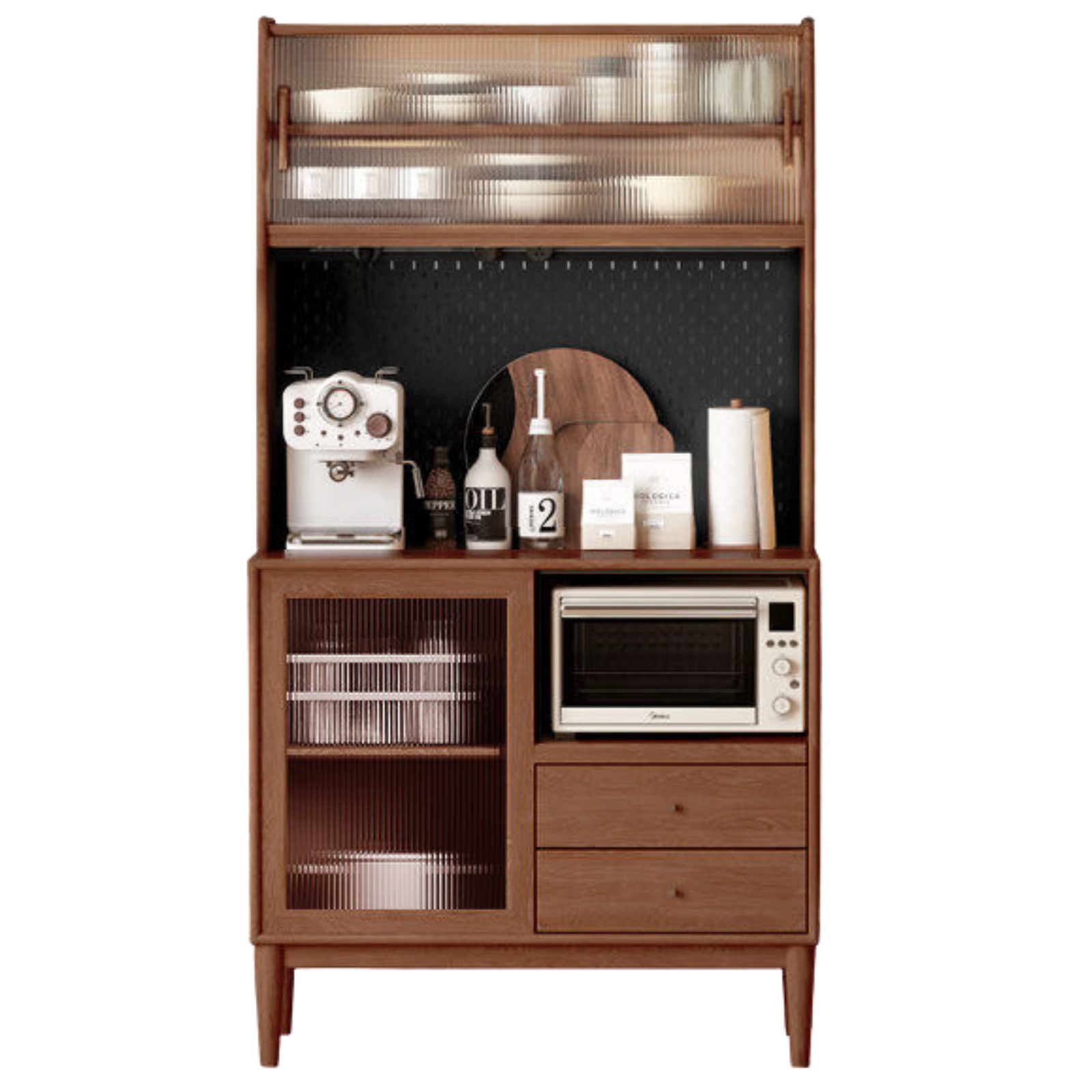 Ash Solid Wood Sideboard High Wine Cabinet Buffet