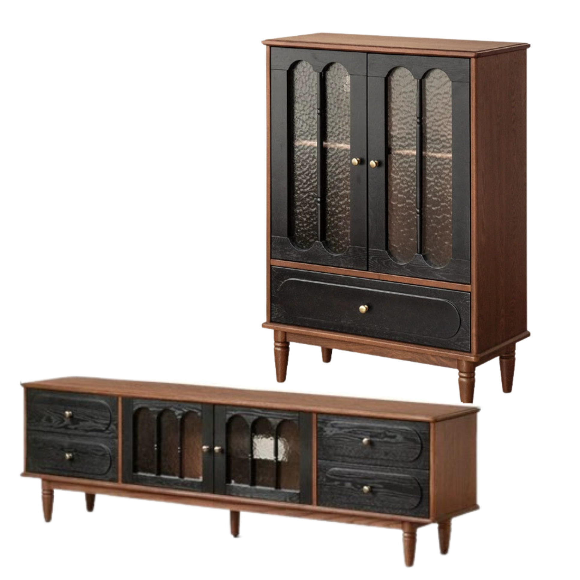 Ash Solid Wood French Retro Side Cabinet