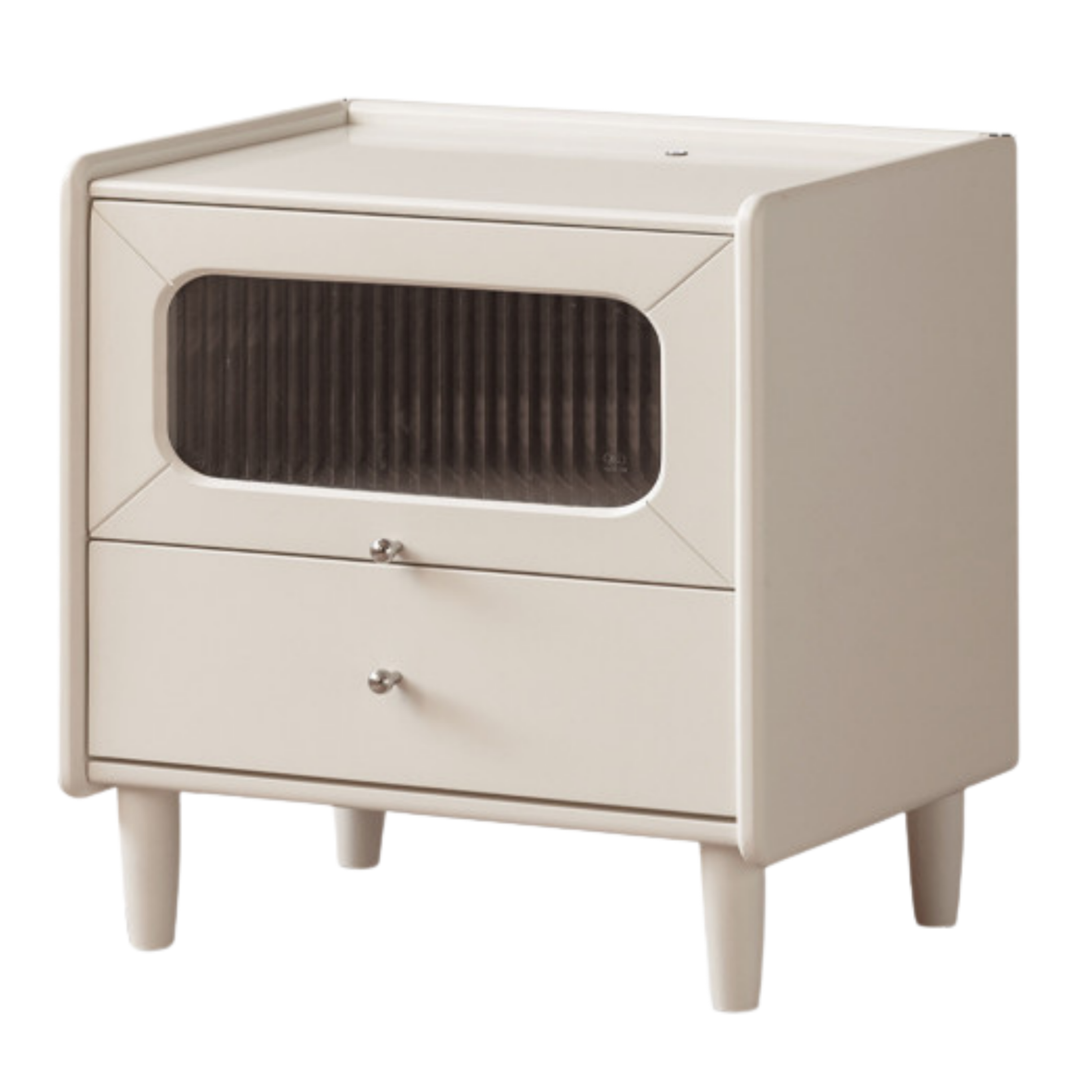 Solid Rubberwood Modern Cream Style Nightstand