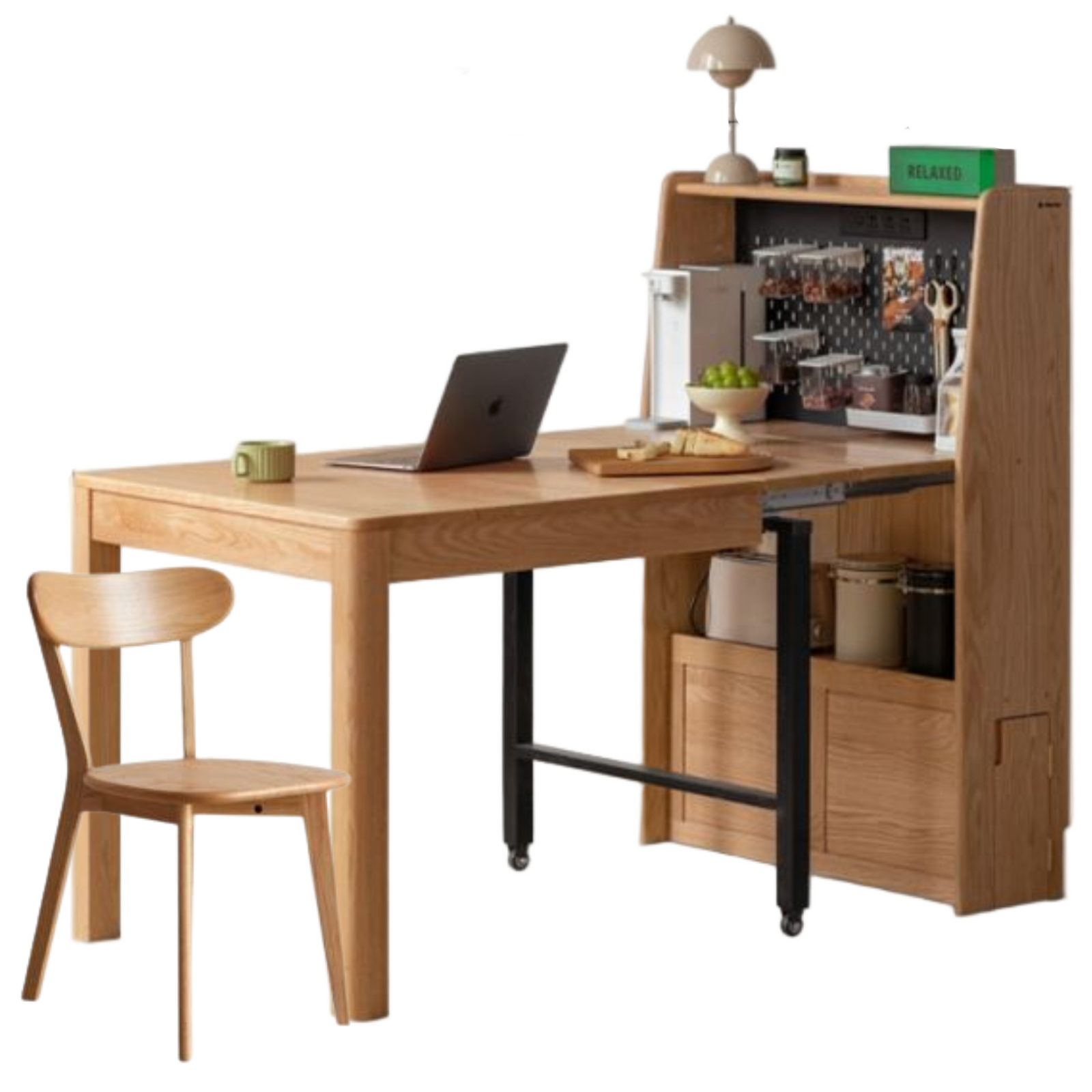 Oak Solid Wood Modern Minimalist Extendable Dining Table