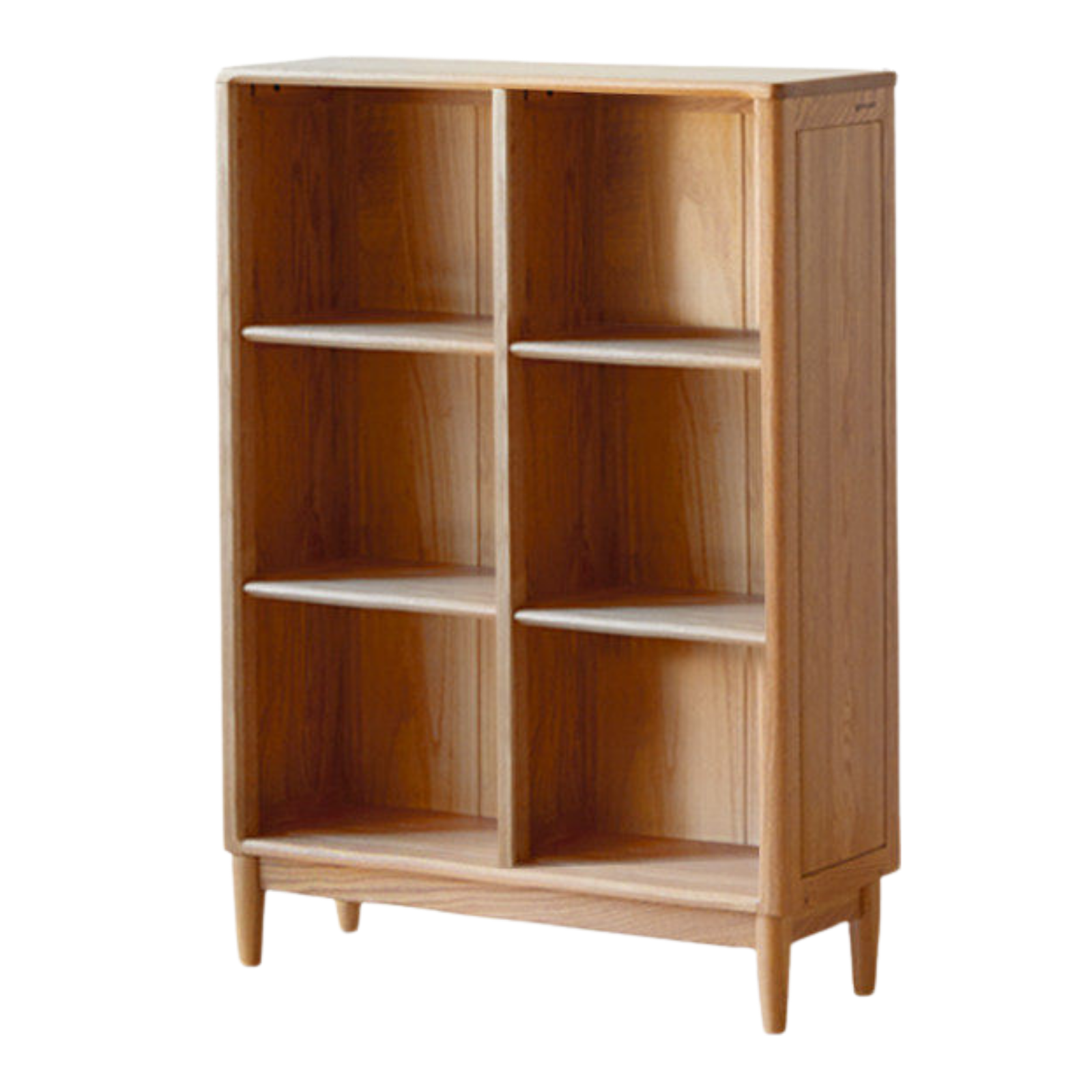 Oak Solid Wood, Solid Rubberwood Modern Open Grid Bookcase