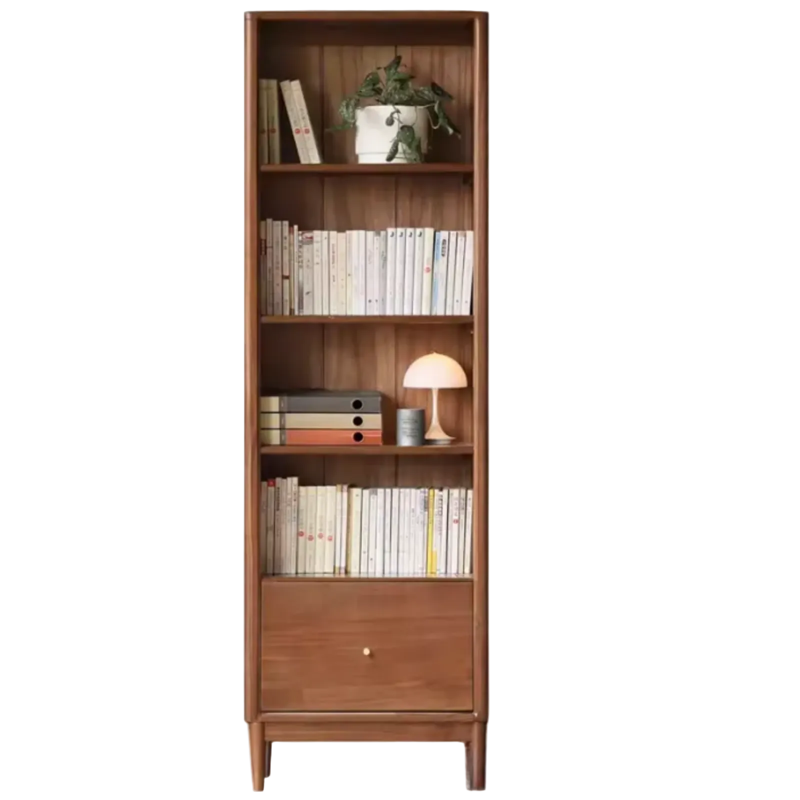 Black Walnut, Ash Solid Wood Bookcase Whole Wall Free Combination Bookshelf