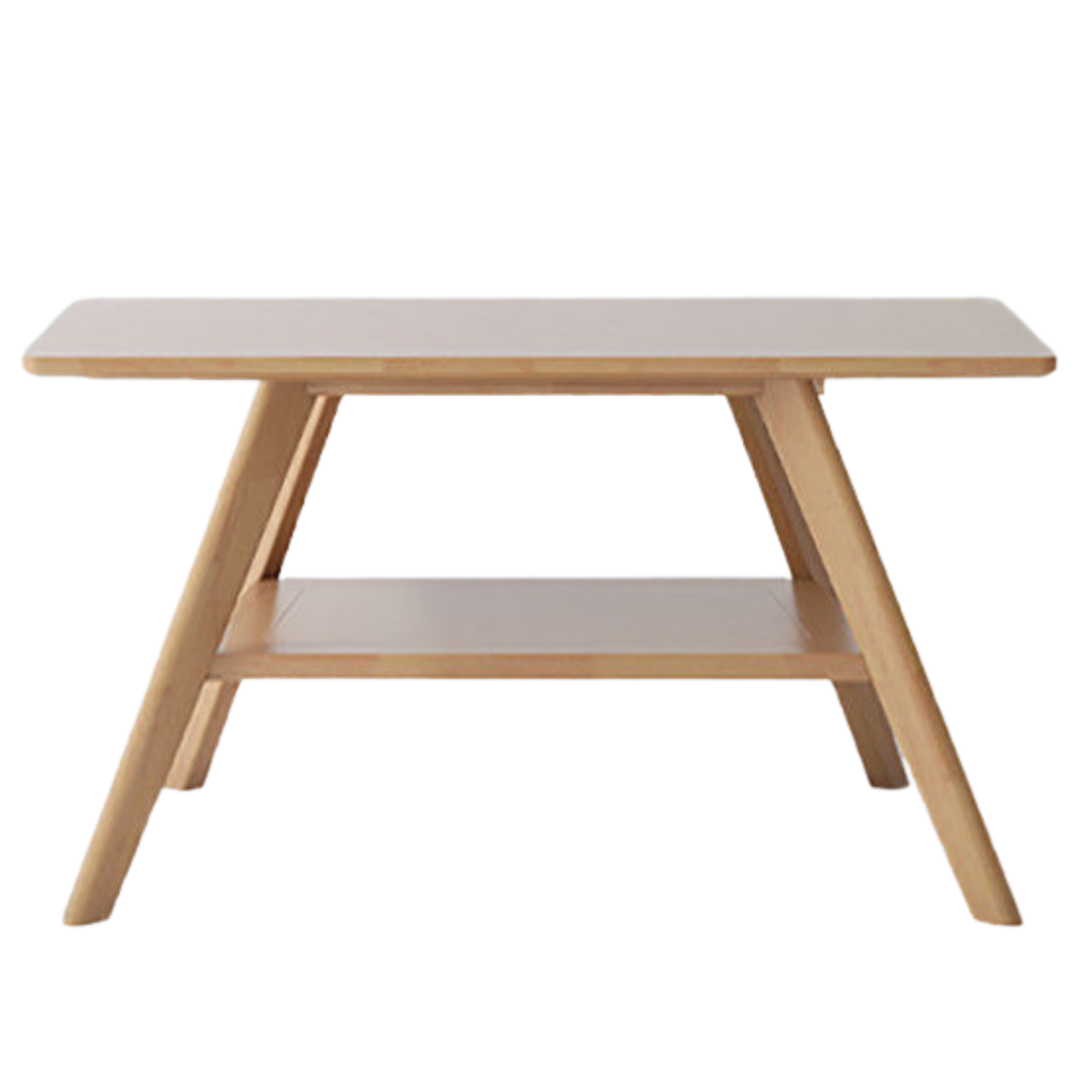 Solid RubberWood Coffee Table with Double Layer in Nordic Style