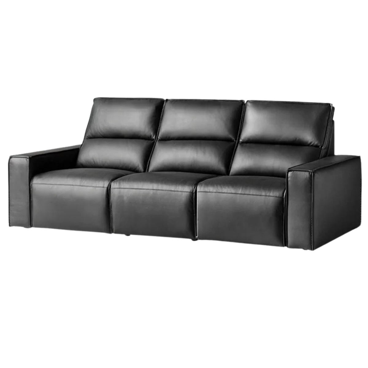 Genuine Leather Reclining Sofa with Adjustable Headrest