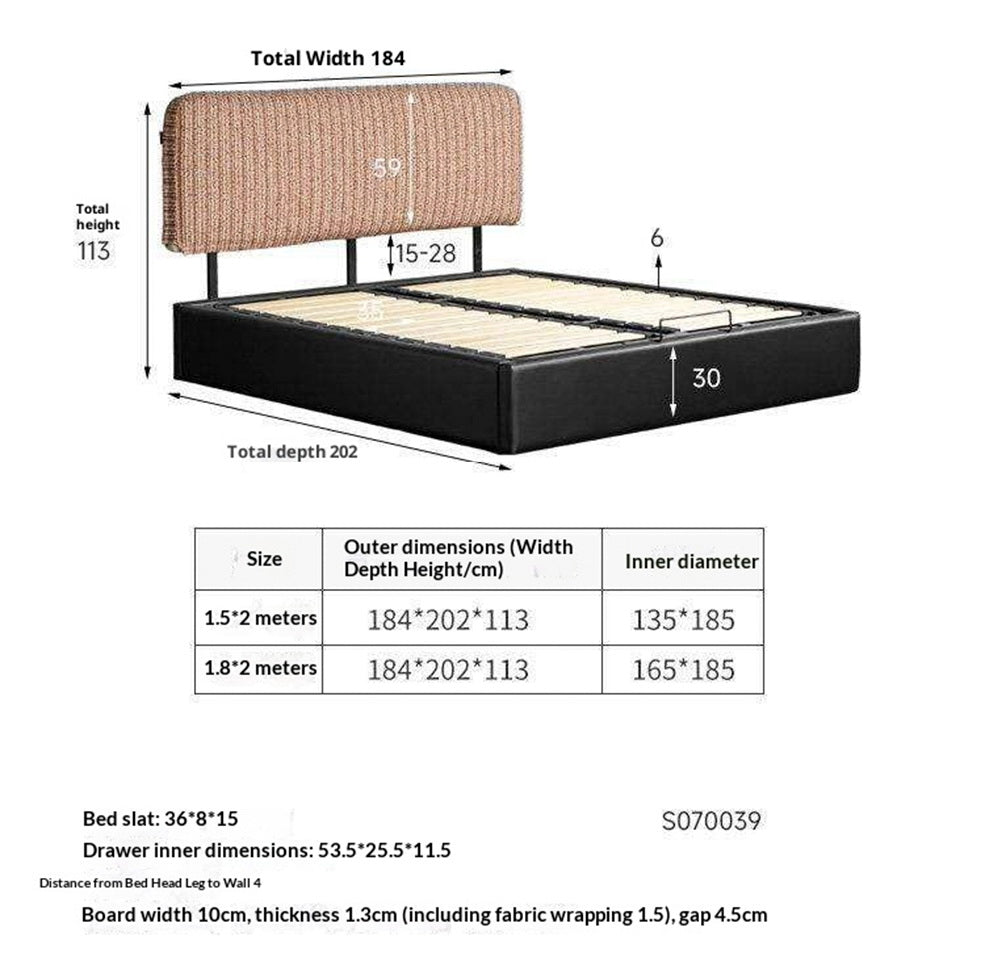 Terracotta Corduroy Storage Bed with Adjustable Headboard and Black Faux Leather Base