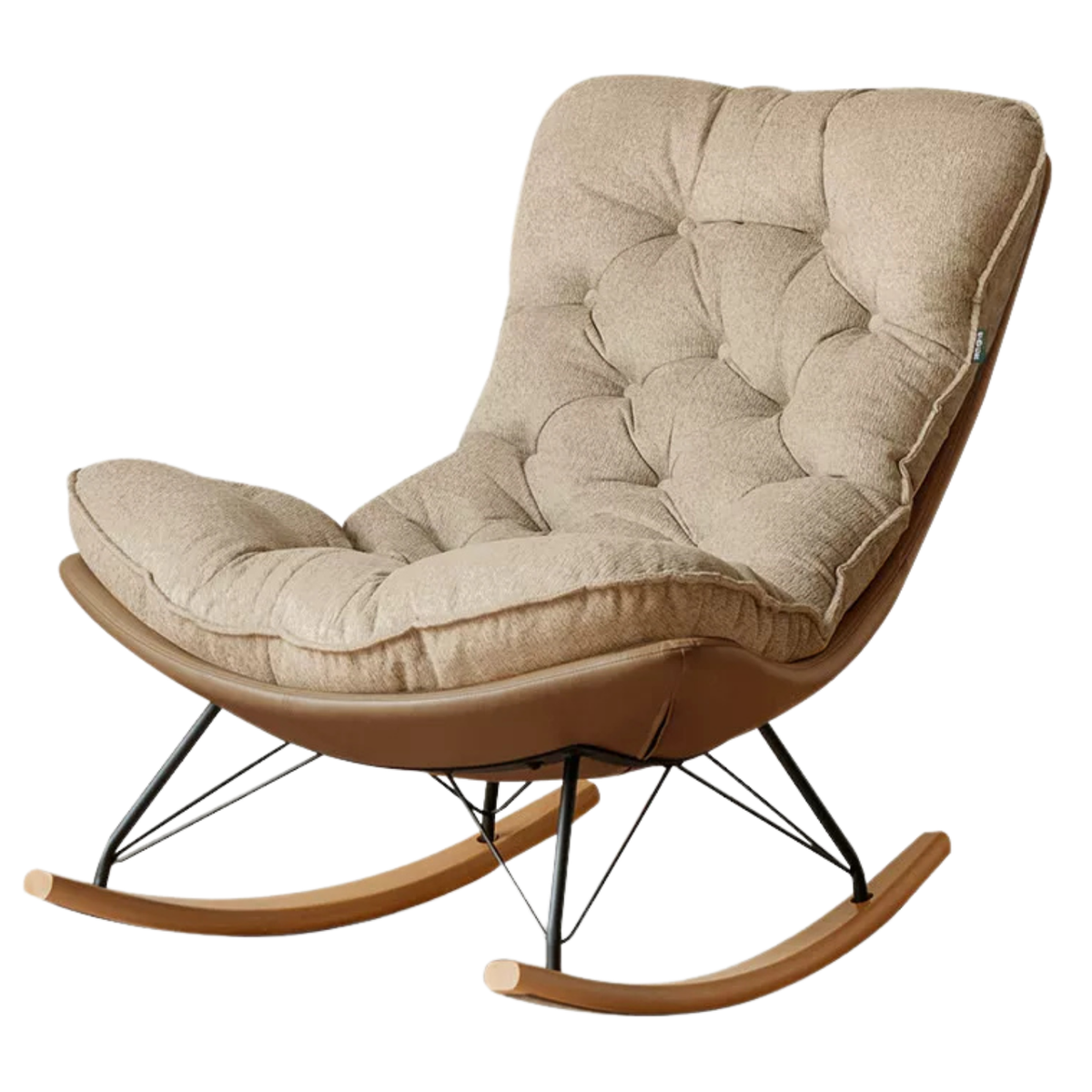 Solid Wood Modern Eggshell Rocking Chair beech legs