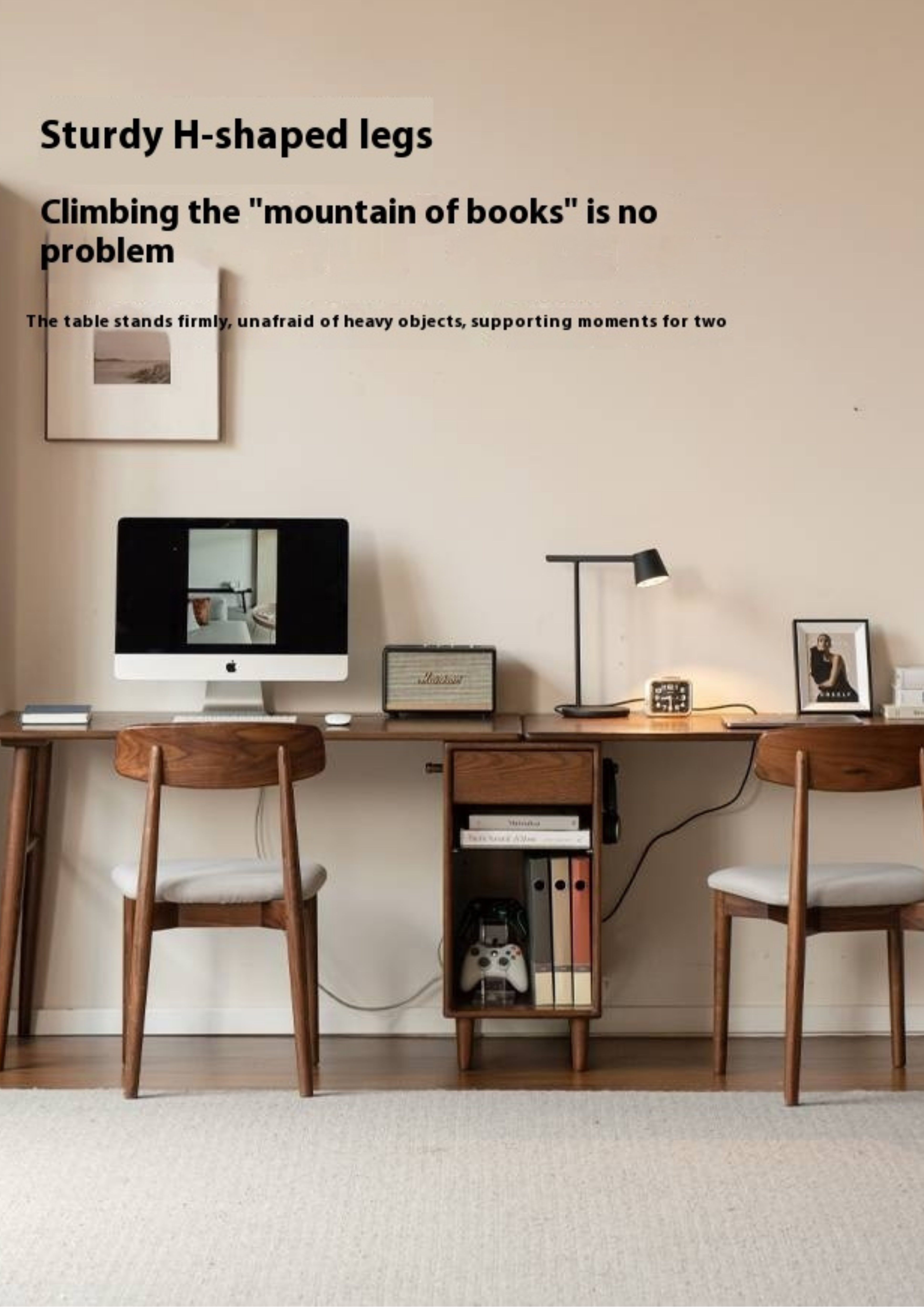 Oak Solid Wood Modern Double Computer