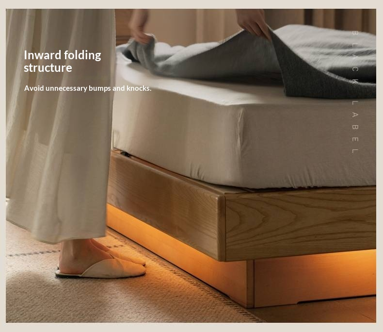Ash Solid Wood Electric Storage Box Bed — Modern Minimalist Design