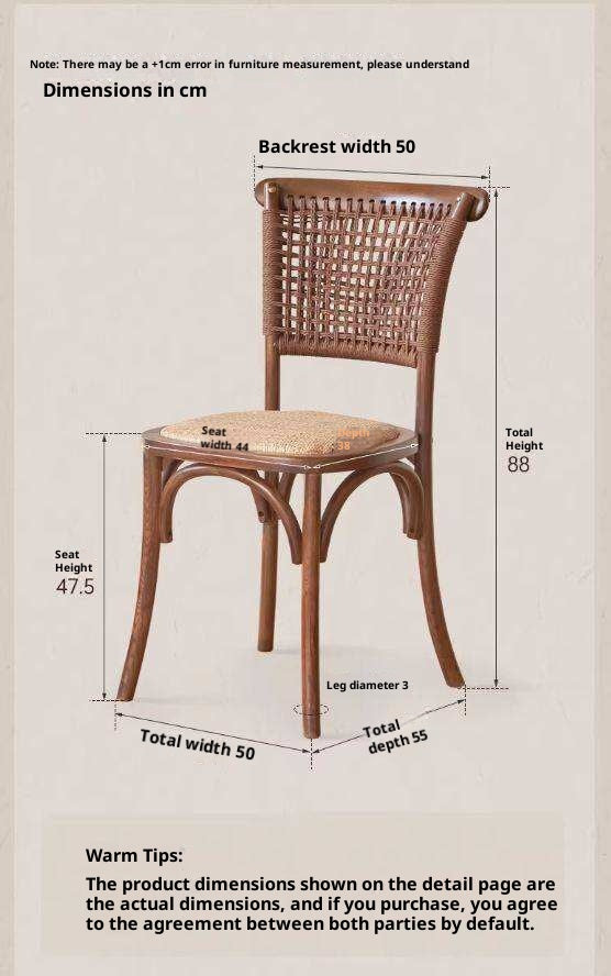 4 pcs -Oak Solid Wood Cane Back Dining Chair, Woven Rattan Side Chair