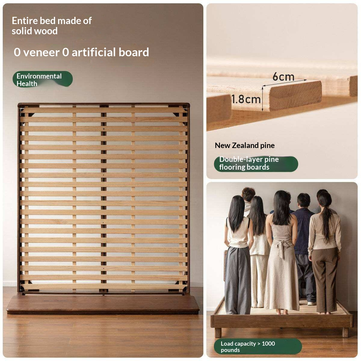 Black Walnut Solid Wood Bed with Italian Light Luxury Design