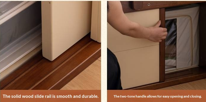 Rubberwood Solid Wood Kids’ Platform Bed and Hidden Storage