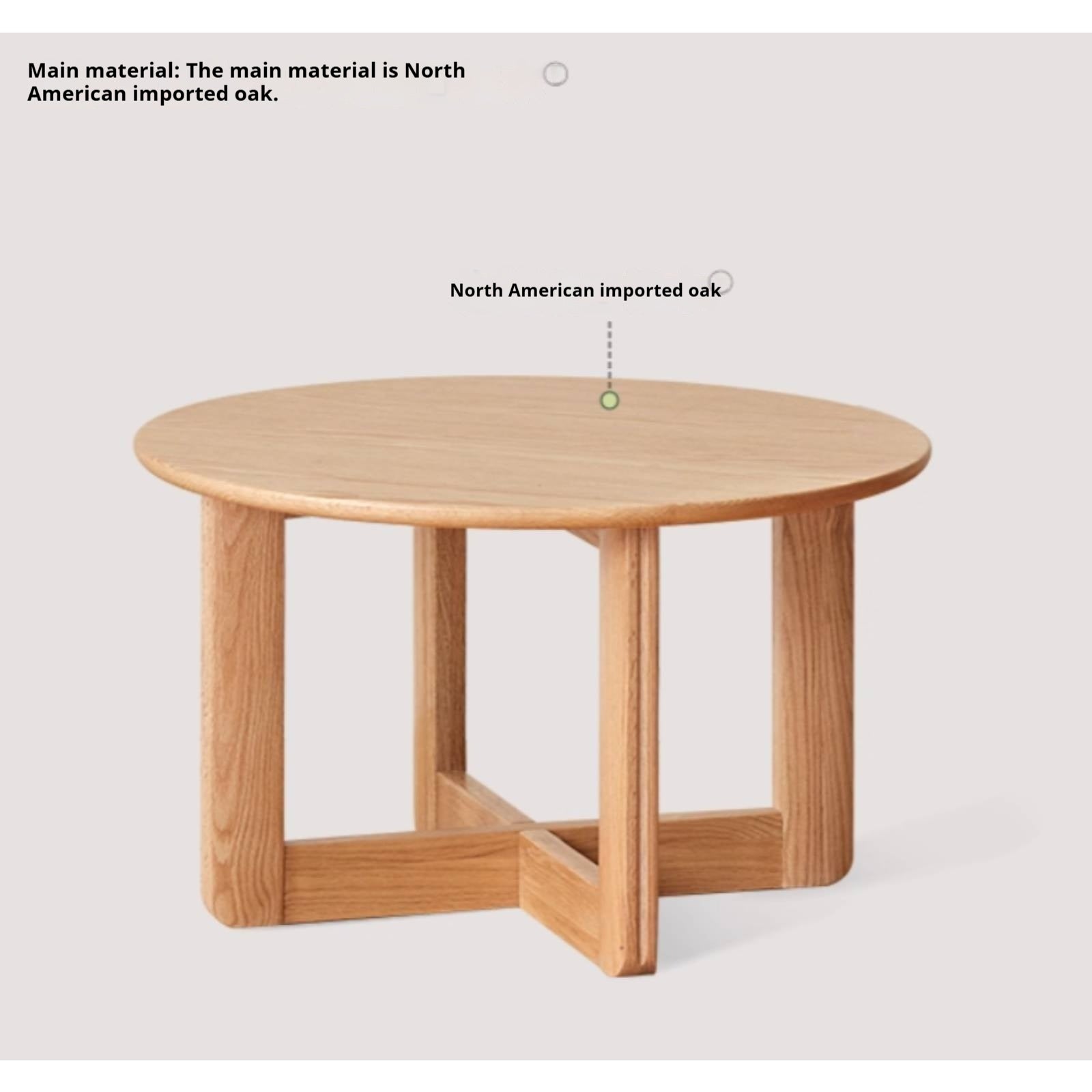 Oak Solid Wood Modern Round Coffee Table