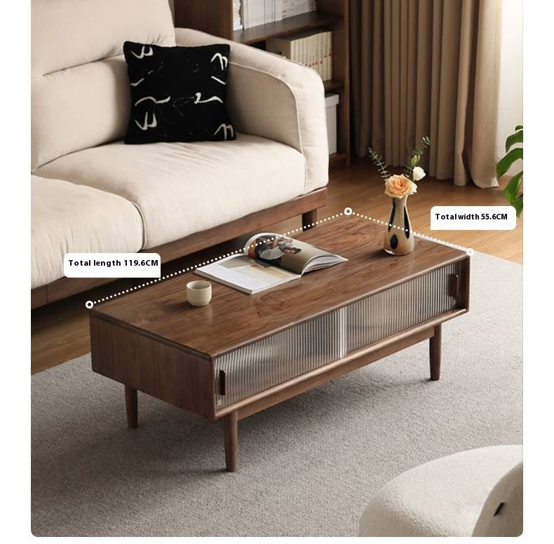 Black Walnut, Oak, Solid Rubberwood Solid Wood Modern Style Tea Table