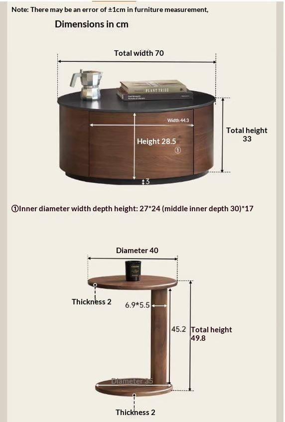 North American Black Walnut Solid Wood Italian Light Luxury Style Coffee Table