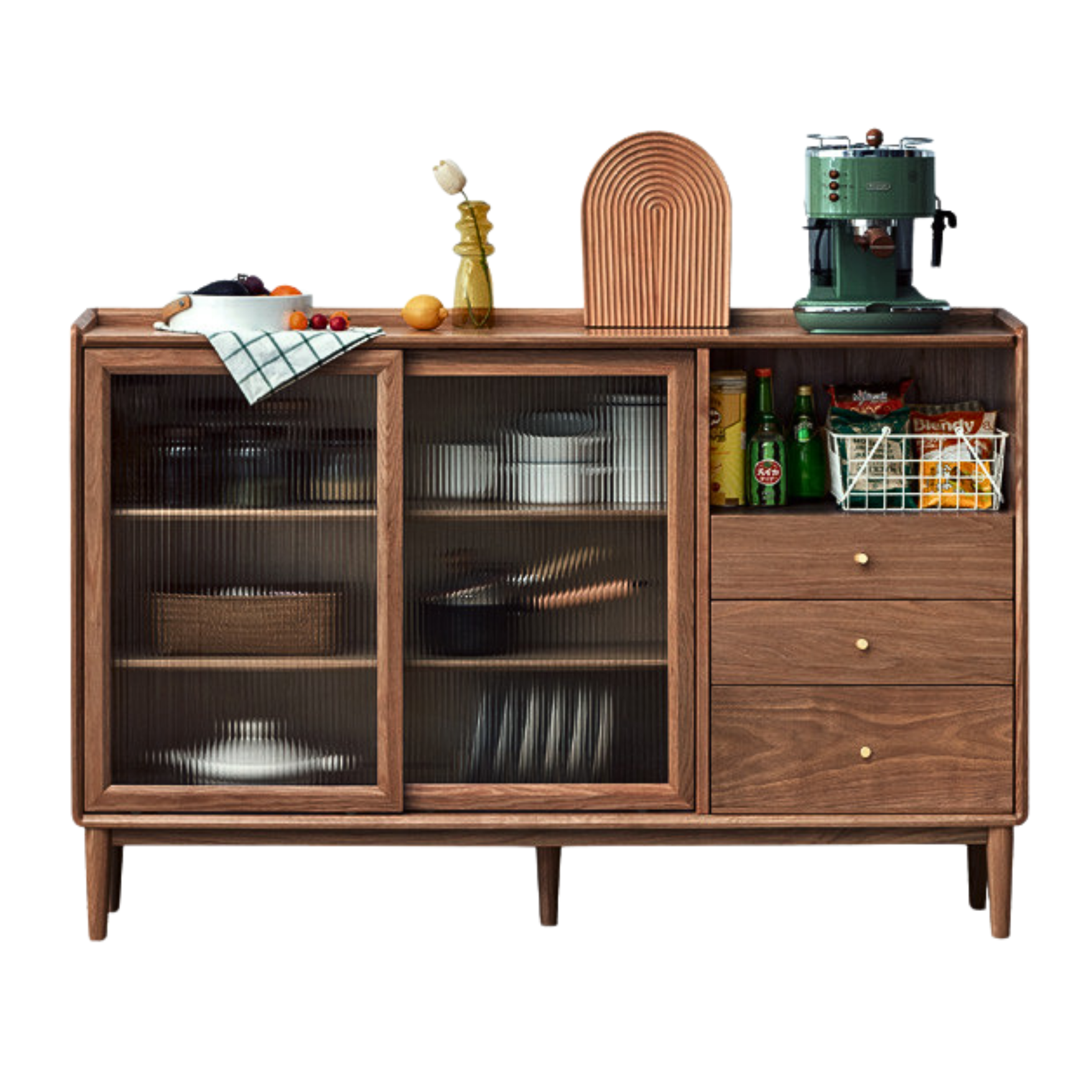 Oak, Black walnut, Cherry solid wood ultra-thin sideboard Sliding Door: