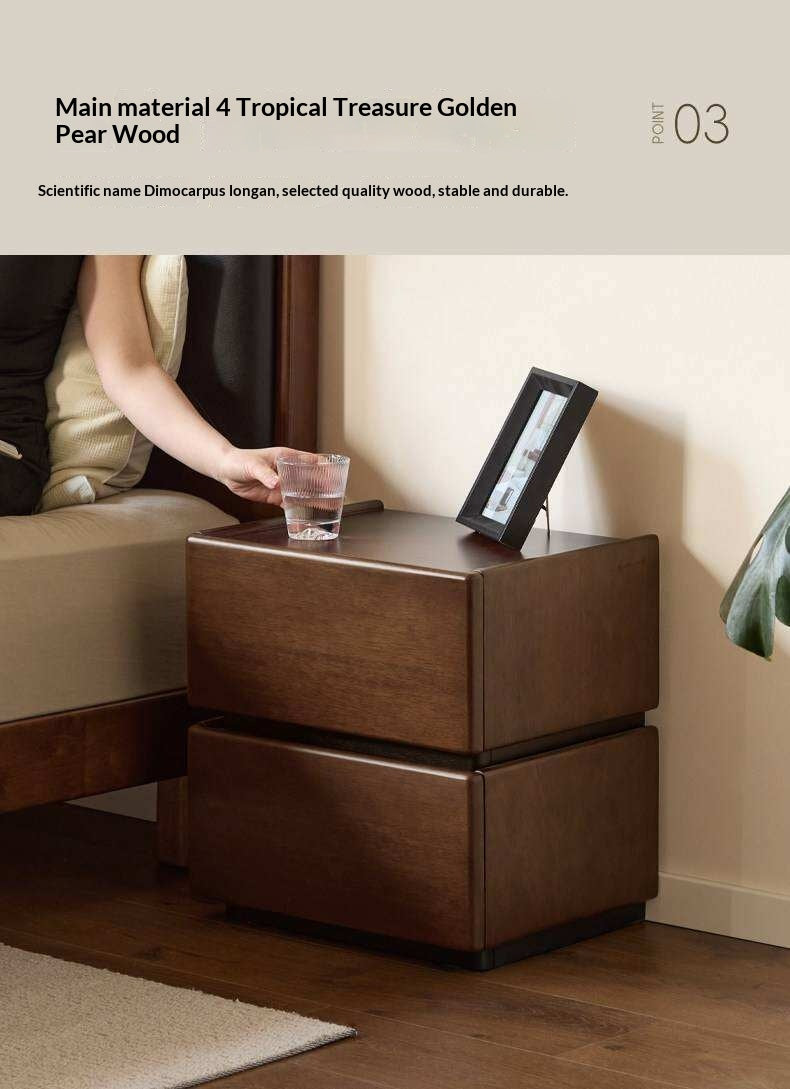 Black Walnut, Oak, Tulipwood Solid Wood, Solid Longan Hardwood Nightstand with Storage Drawer, Italian Style