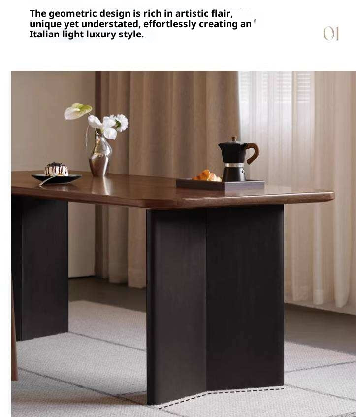 Black Walnut Solid Wood Dining Table with Italian Light Luxury Design