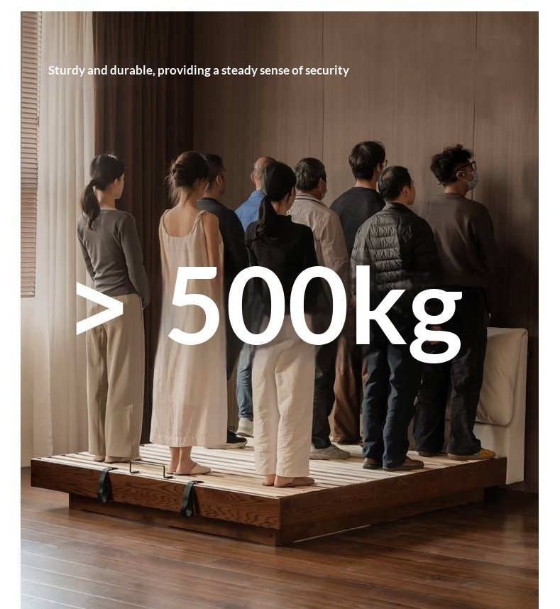 Oak Solid Wood Box Bed — Italian Light Luxury with Soft Genuine leather Backrest