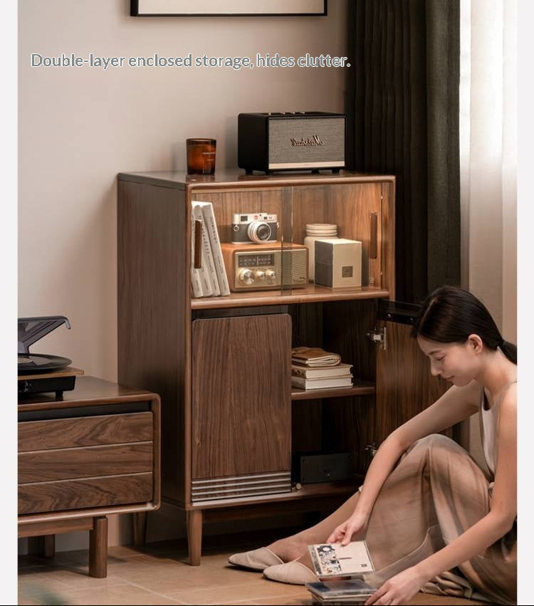 Red Zebrawood Solid Wood Modern Side Cabinet