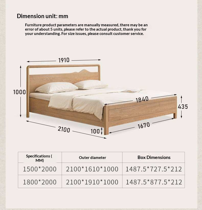 Ash Solid Wood Box Bed Modern Simple