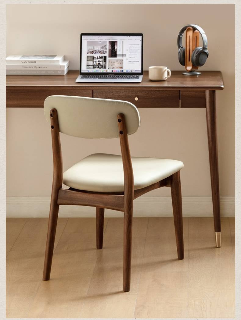 Set 4pcs Black Walnut Solid Wood Home Soft Back Dining Chair