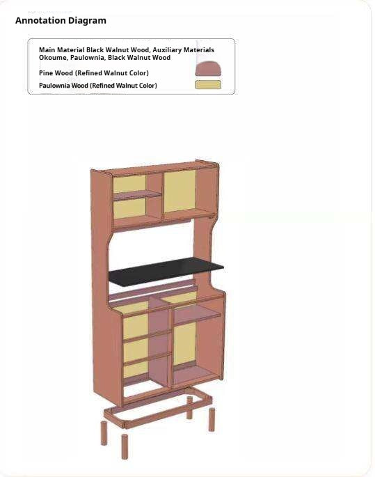 Golden Sandalwood, Black Walnut, Oak Solid Wood Rock Board Dining Sideboard
