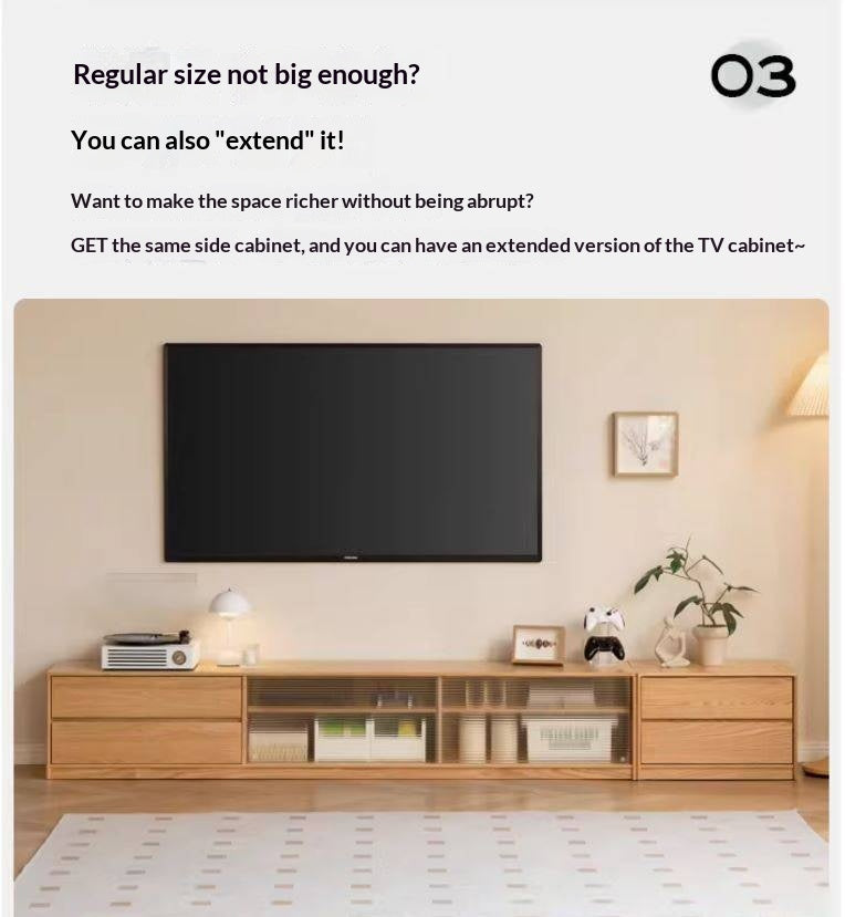 Solid RubberWood, Oak Solid Wood TV Cabinet Floor Combination,