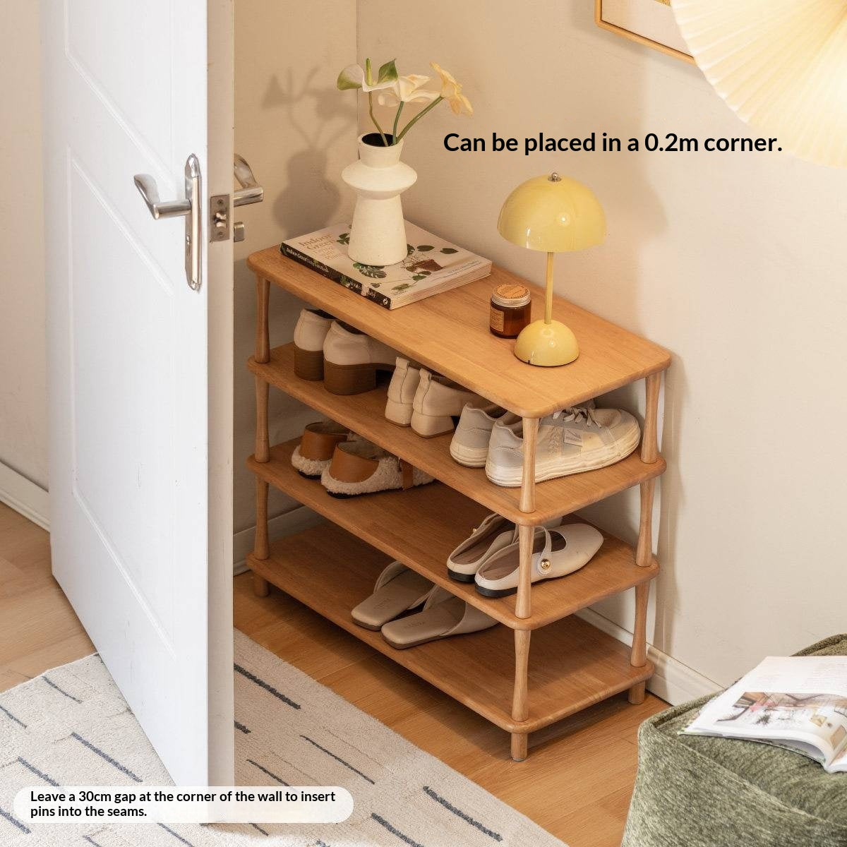Rubberwood Solid Wood Shoe Rack Multi Layer Storage Organizer