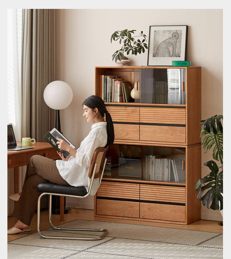 Cherry Solid Wood Floor Standing Bookcase