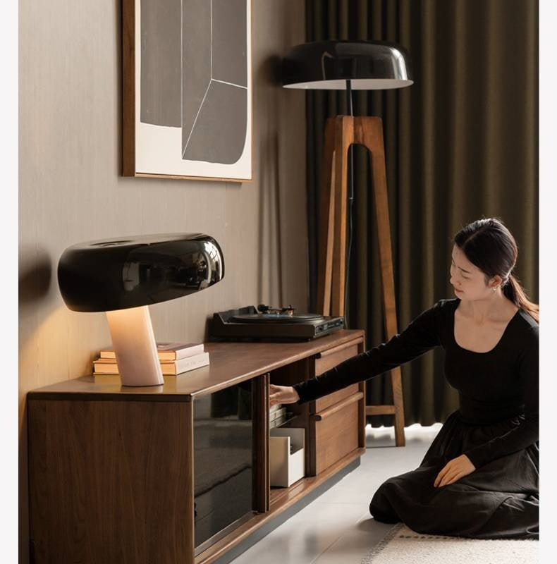 Black Walnut, Oak Solid Wood Italian Light Luxury Floor TV Cabinet.