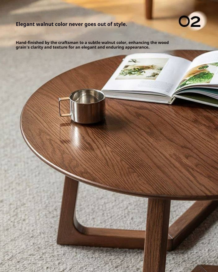 Oak Solid Wood Round Modern Coffee Table