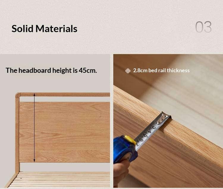 Oak Solid Wood High Box Bed in Modern Minimalist Design