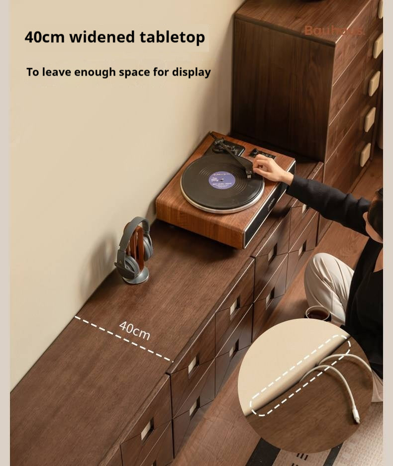 Sandalwood Solid Wood Vintage TV Cabinet with Floor Standing and Storage Space