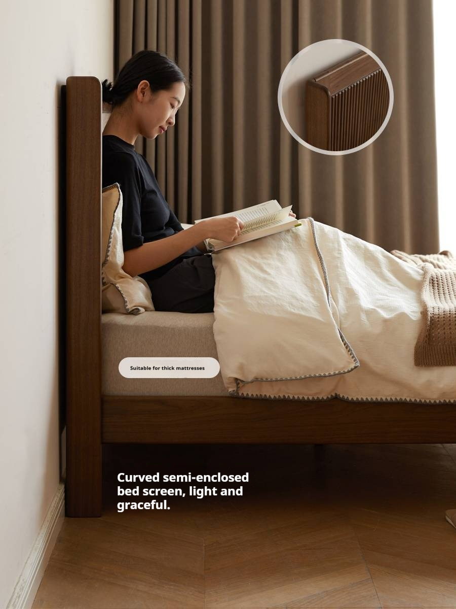 Black Walnut Solid Wood Italian Light Luxury Retro Bed