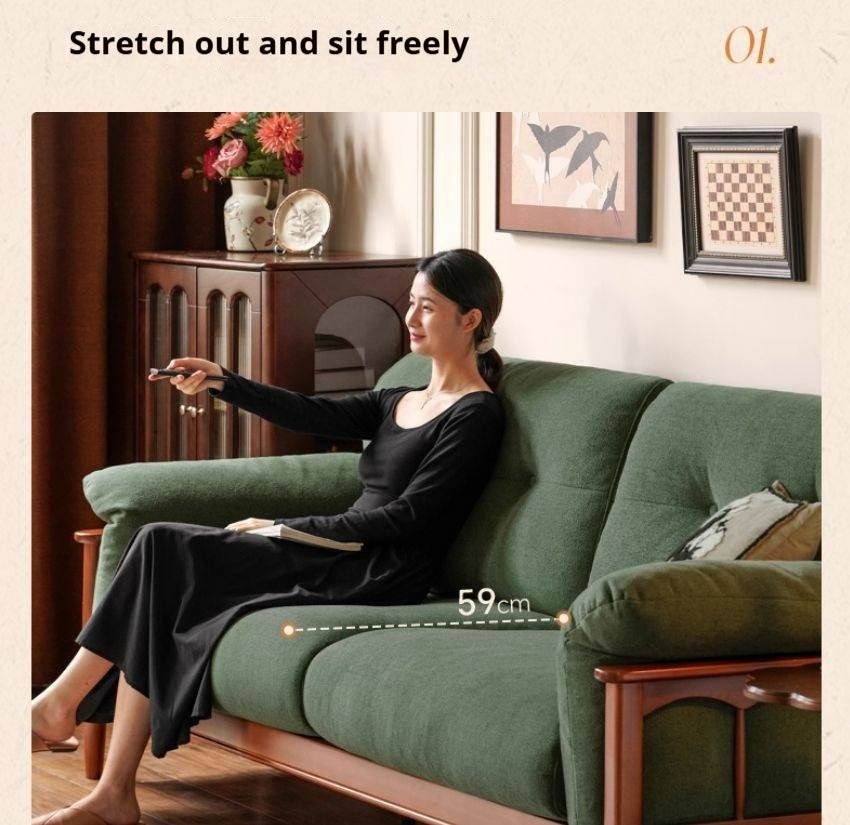 Poplar Solid Wood Sofa  French Retro
