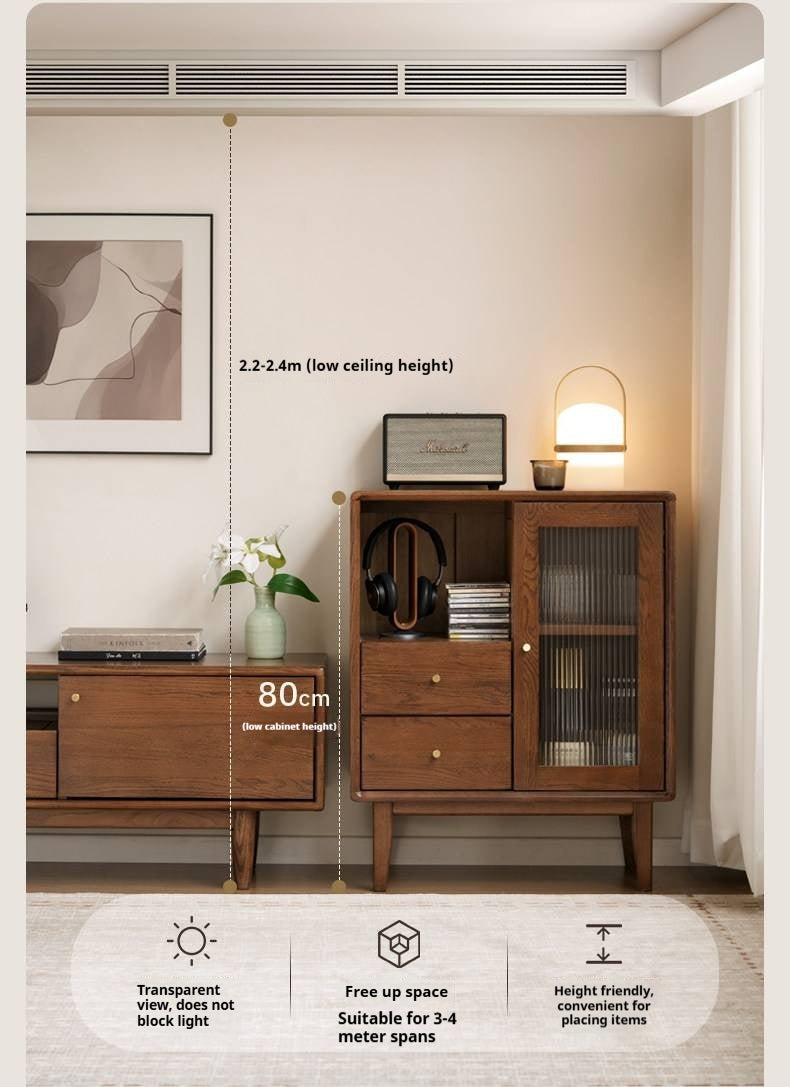 Oak Solid Wood, Solid Rubberwood Side Cabinet.