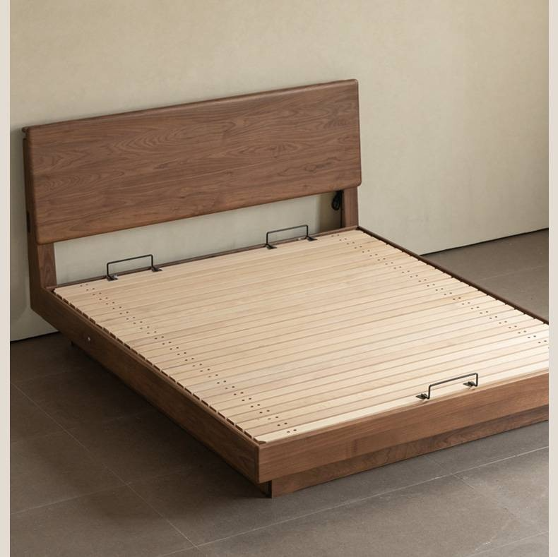 Black Walnut Solid Wood Italian Light Luxury Electric Suspended Box Bed