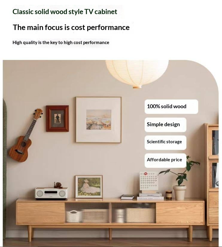 Oak Solid Wood TV Cabinet Modern