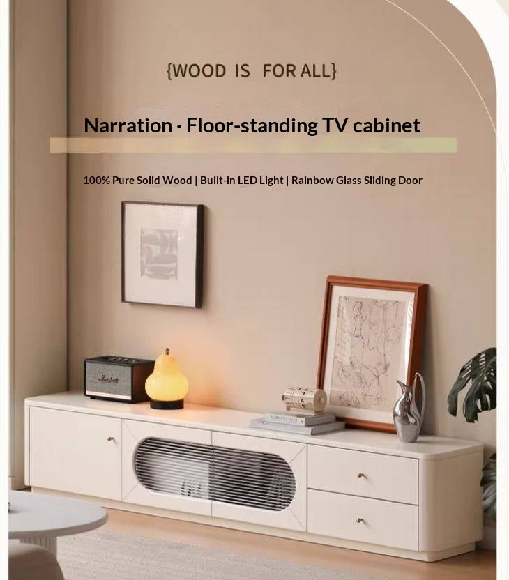 Solid RubberWood TV Cabinet Floor-Standing Low Cabinet.