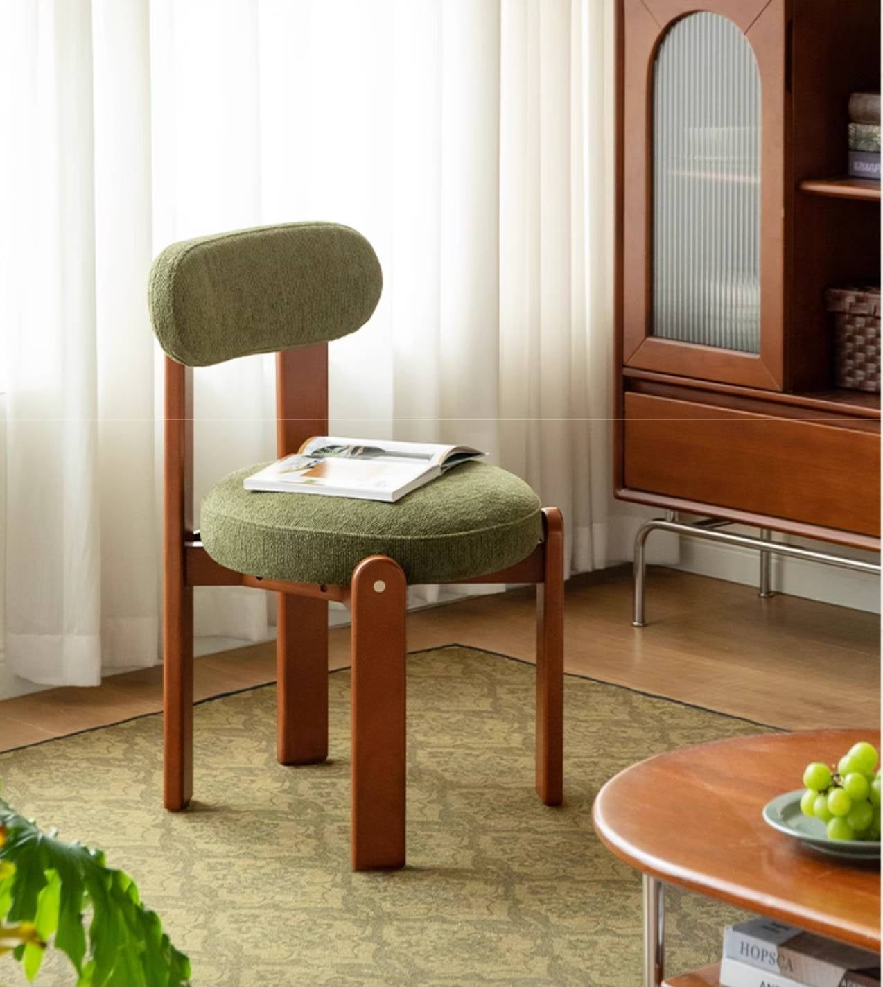 Beech, Solid Rubberwood Retro Style Dining Chair