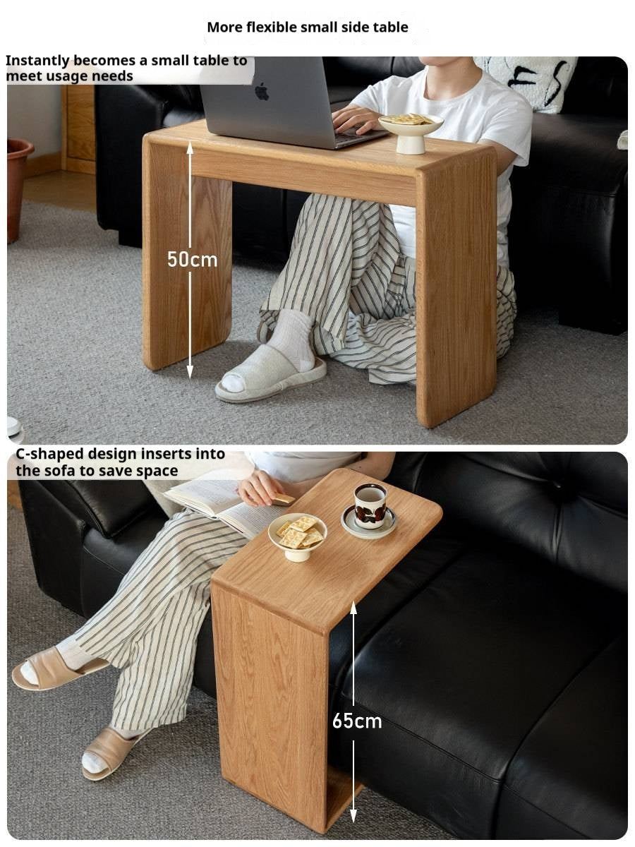 Solid Wood C-shaped Side Table Simple Multifunctional Sofa Side