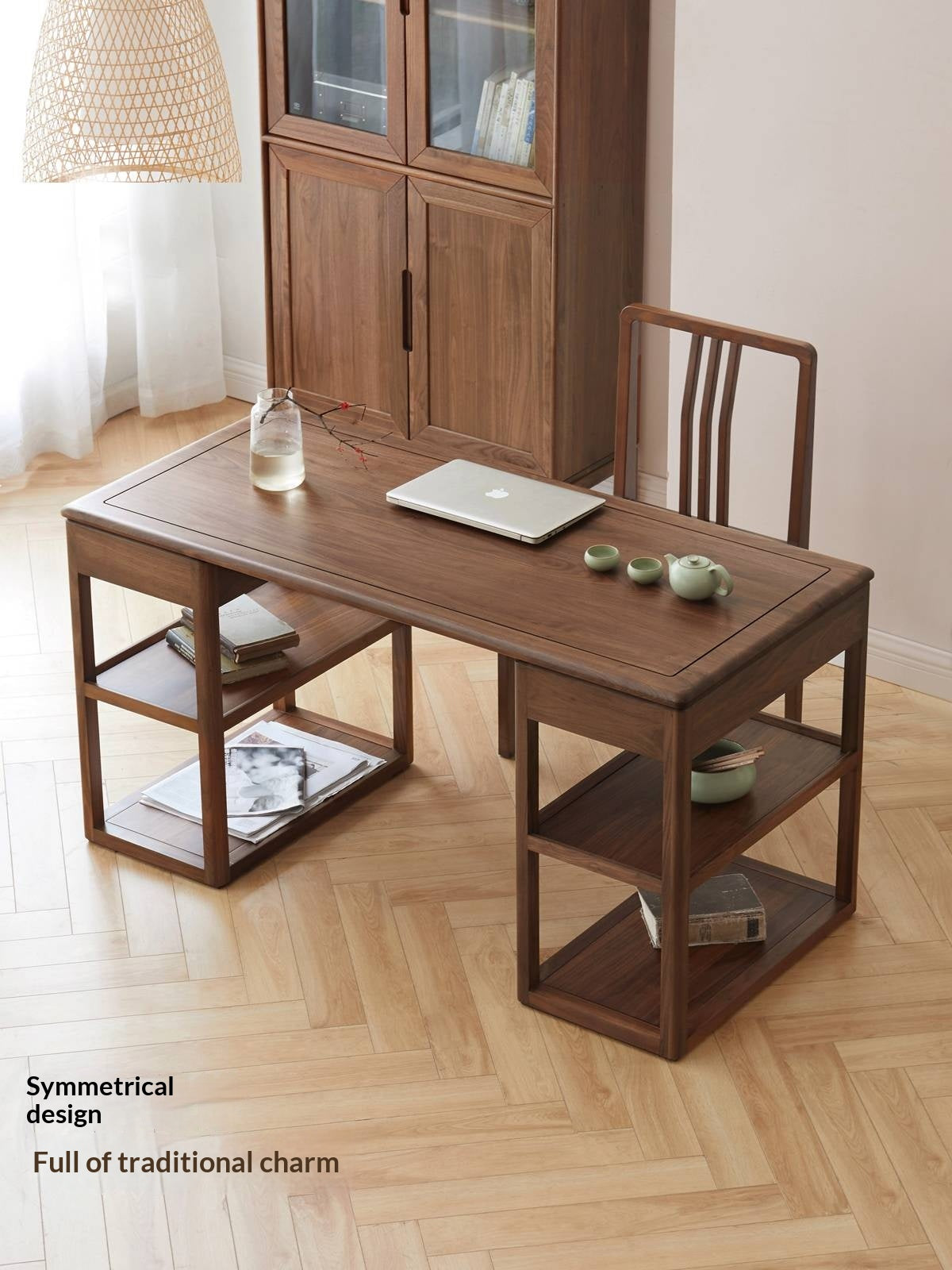 Black Walnut Solid Wood Modern Study Desk