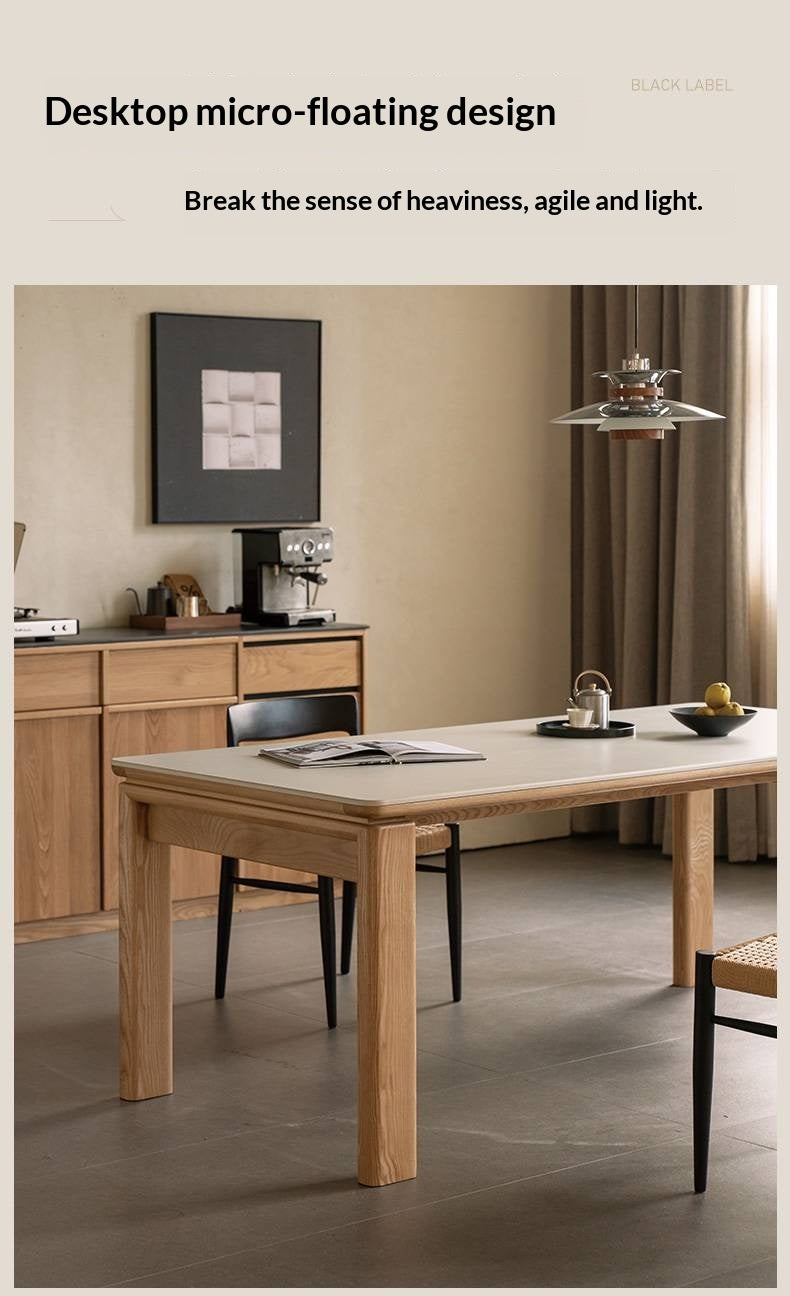 White Ash Solid Wood Restaurant Slab Dining Table